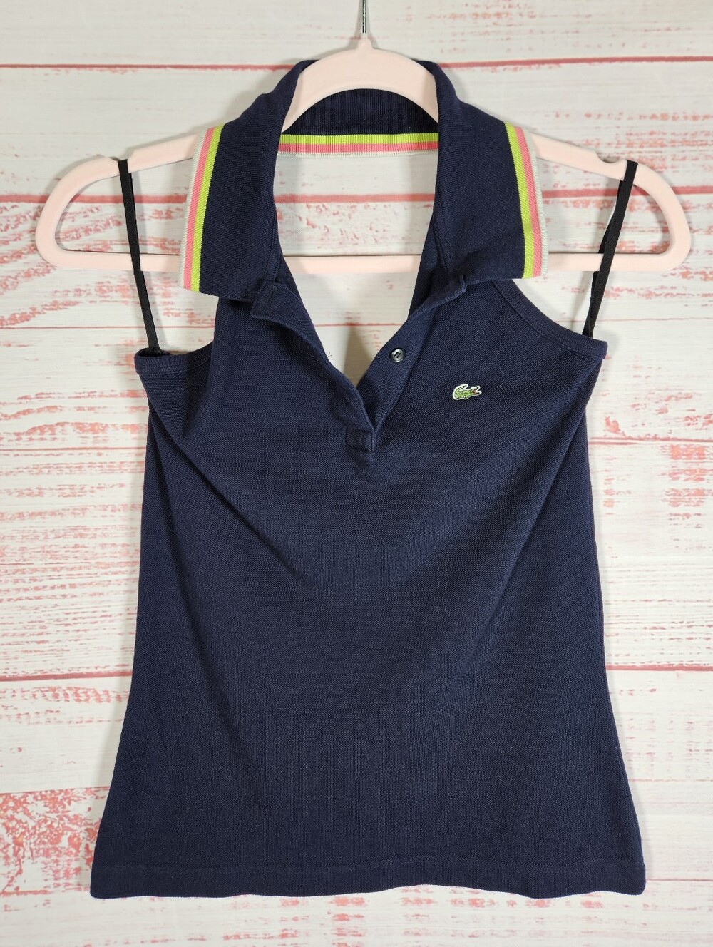 Lacoste Halter Logo Polo In Navy Blue